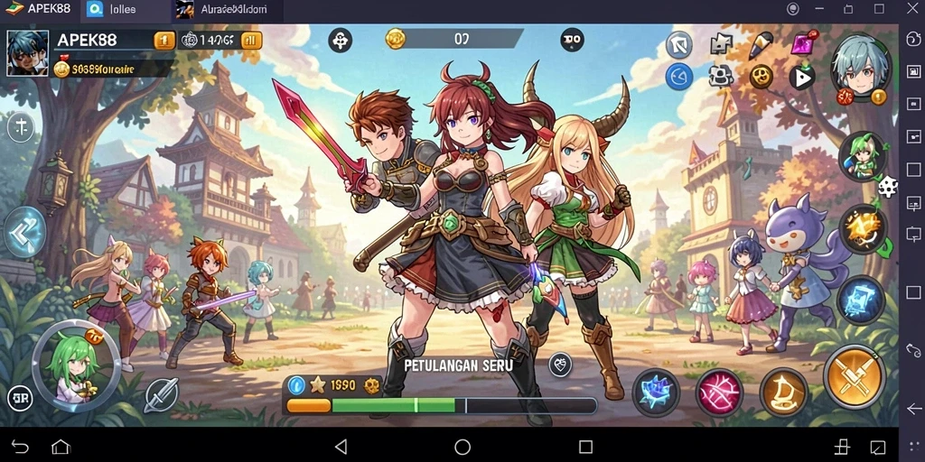 Screenshot gameplay APEK88 menunjukkan aksi seru dengan karakter anime.