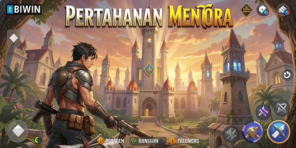Tangkapan layar menunjukkan aksi mendebarkan permainan Tower Defense BIWIN.