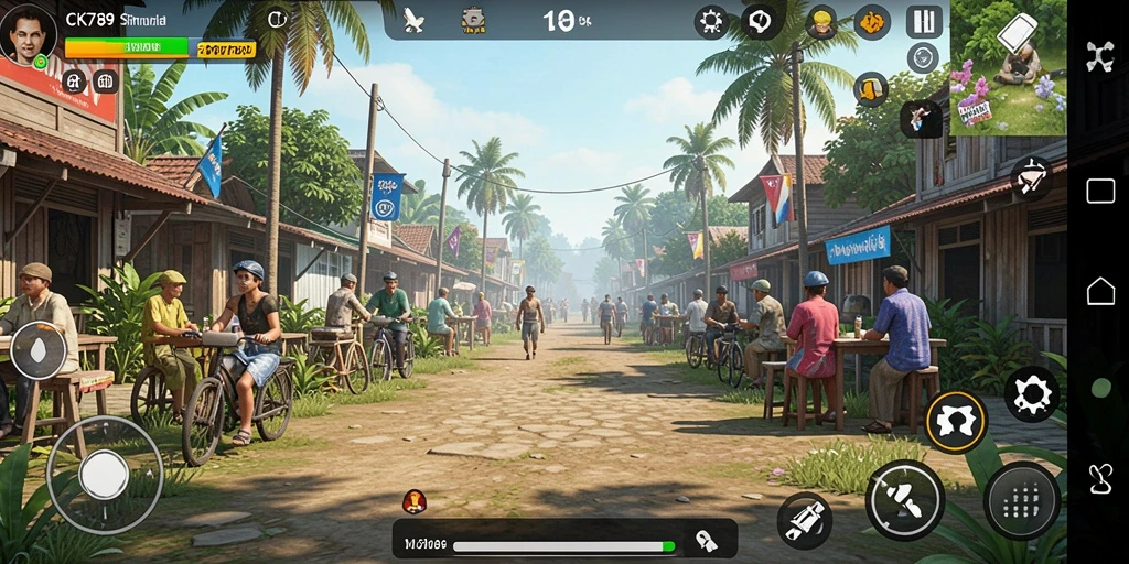 Screenshot gameplay CK789 yang menampilkan interaksi karakter dalam simulasi kehidupan.