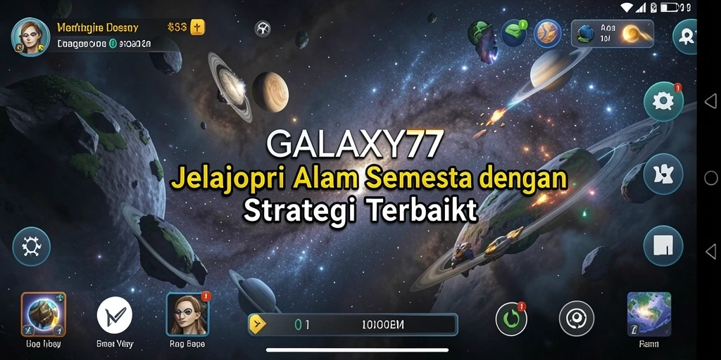 Tampilan gameplay yang menakjubkan dari GALAXY77 dengan strategi luar angkasa.