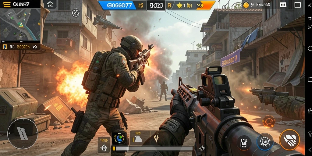 Tangkapan layar GOGO77 menunjukkan aksi tembak-menembak seru dalam permainan FPS.