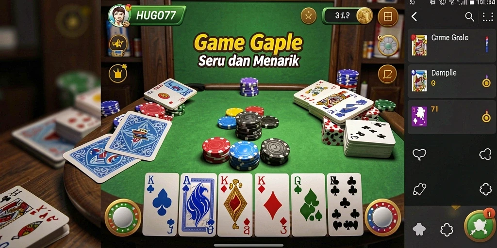Tampilan gameplay seru dalam HUGO77 saat bermain Gaple.