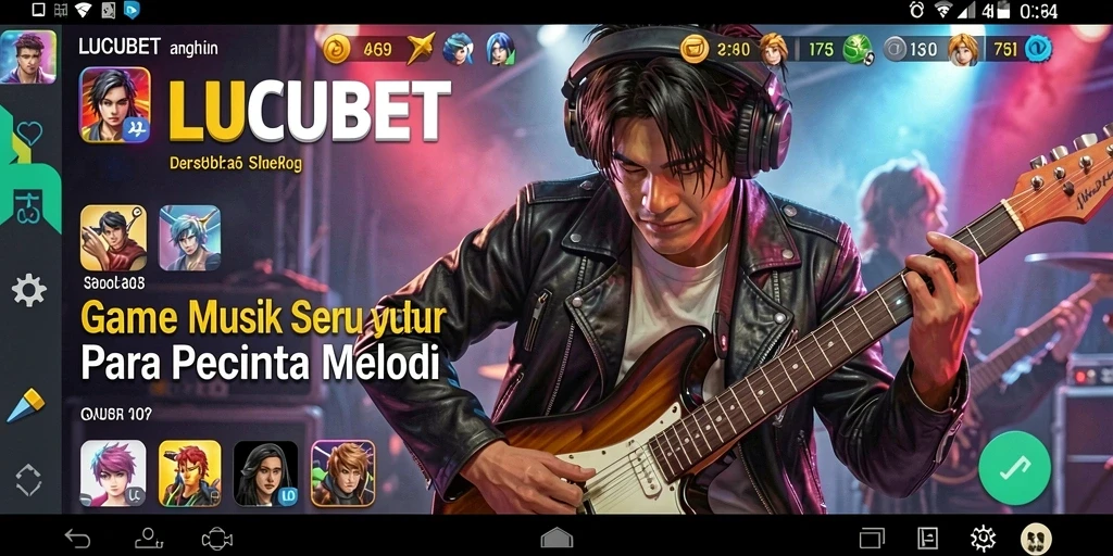 Tampilan gameplay LUCUBET yang seru dengan berbagai pilihan lagu musik.