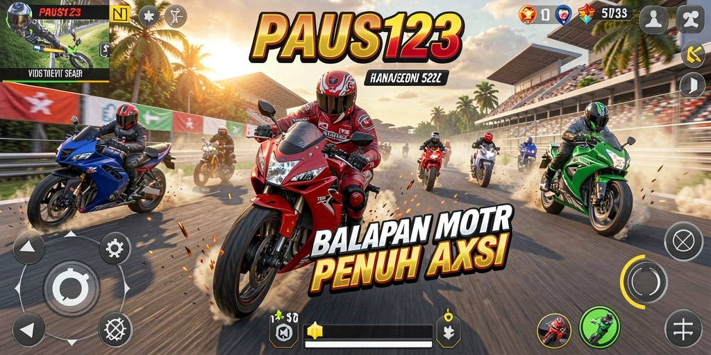 Tangkapan layar gameplay PAUS123 yang menampilkan aksi balapan mendebarkan.