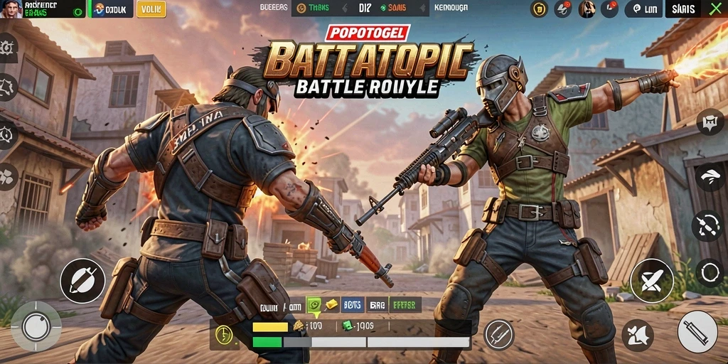 Tangkapan layar gameplay seru dari POPOTOGEL di arena Battle Royale.