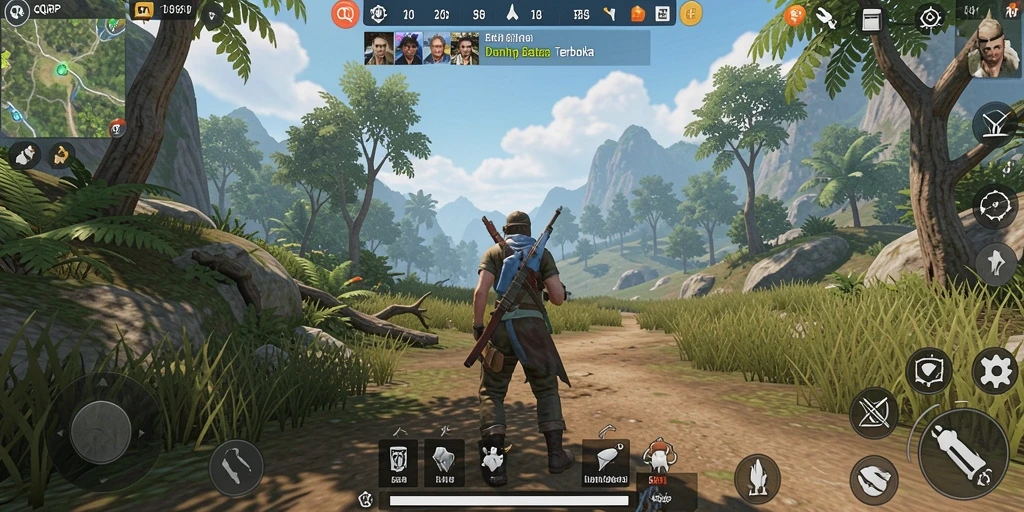 Tampilan gameplay <strong>QQRP</strong> menampilkan petualangan di dunia terbuka yang kaya.