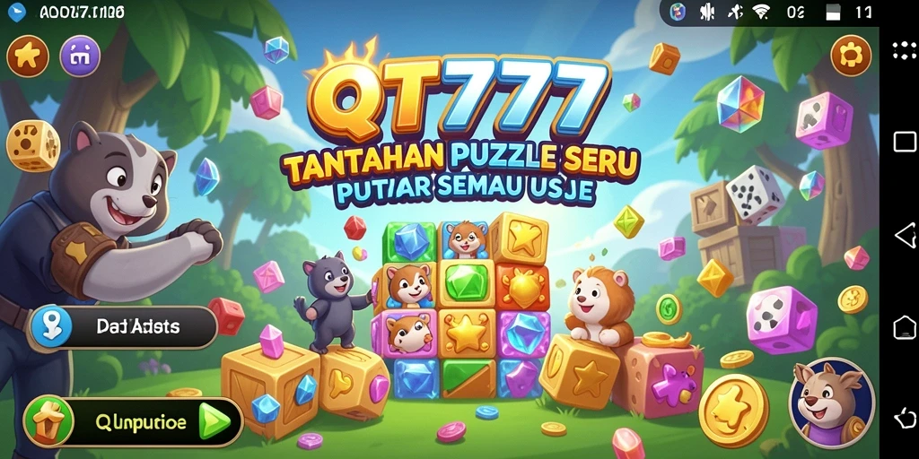 Screenshot gameplay QT777 menampilkan puzzle yang penuh warna dan menantang.
