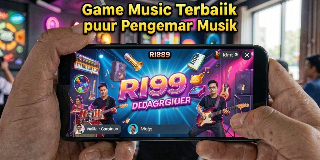Tampilan gameplay RI889 yang penuh warna dan dinamis saat bermain musik.