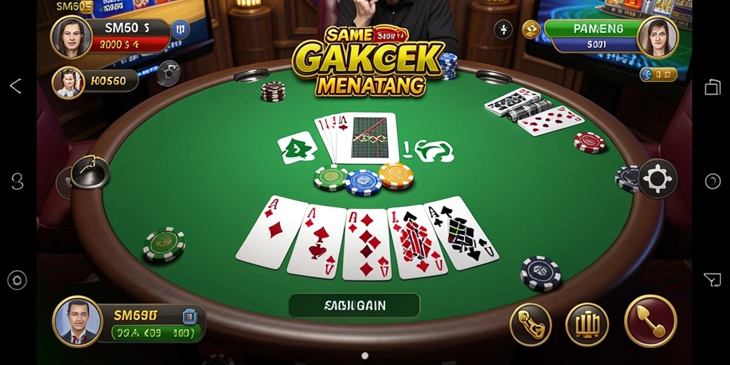 Screenshot gameplay SM605 menampilkan pemain yang sedang berkompetisi dalam permainan Poker.