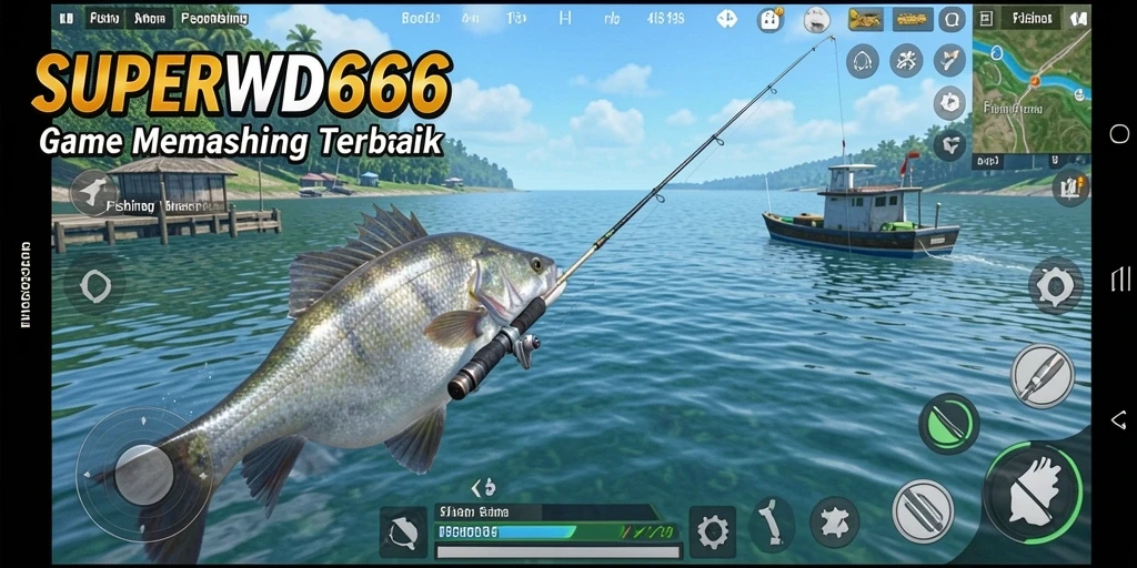 Tampilan gameplay memancing yang menarik di SUPERWD666.