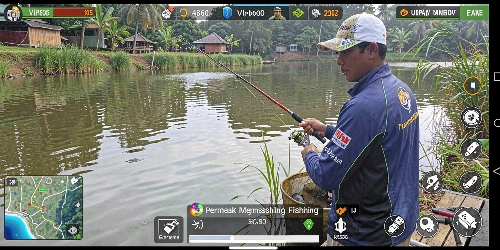 Tampilan menangkap ikan yang seru dalam gameplay VIP805.