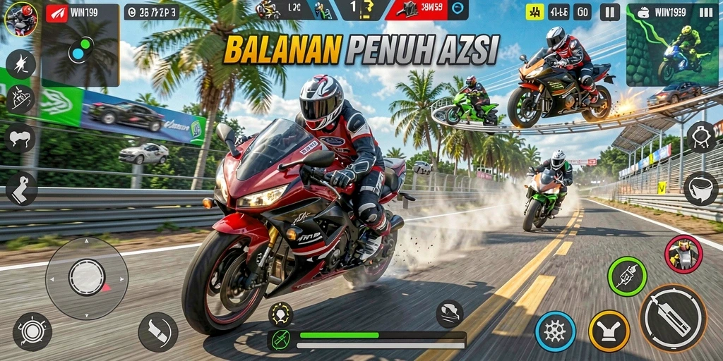 Tampilan gameplay menarik dari balapan motor di WIN199.