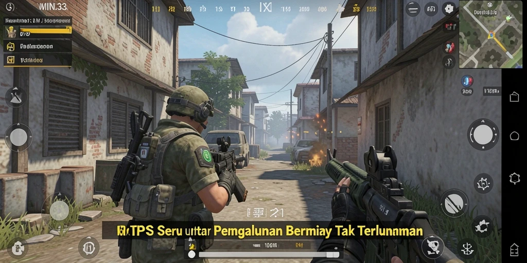 Tangkapan gameplay seru dalam WIN33 menunjukkan aksi TPS yang mendebarkan.