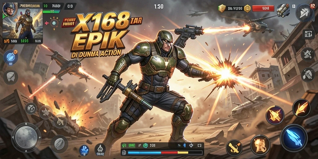 Gameplay seru X168 dengan aksi penuh pertarungan.